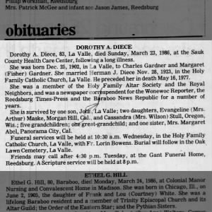 Obituary for DOROTHY A DIECE
